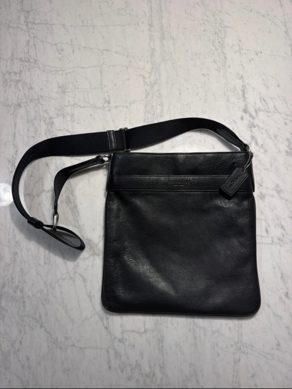 Coach Black Leather Messenger Crossbody for Men